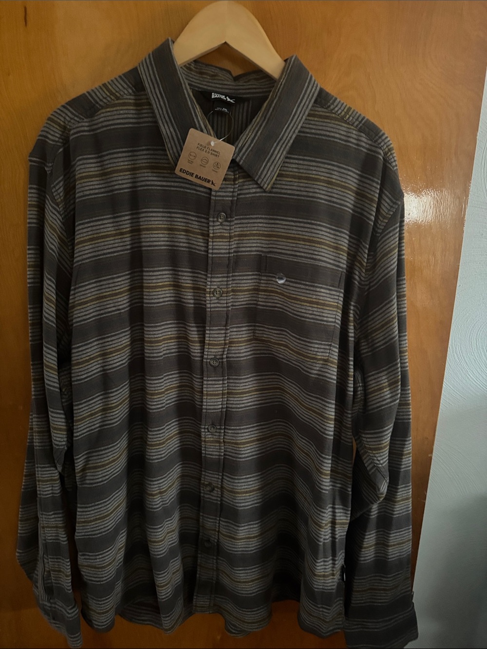 Eddie Bauer Flannel Shirt Mens 2XL Brown